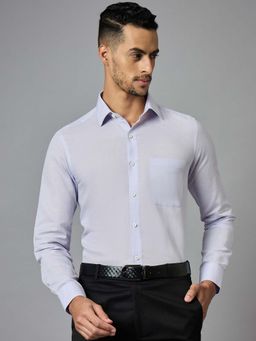 Louis Stitch - Men's Purple Cotton Linen Full Sleeves Regular Fit Formal Shirt