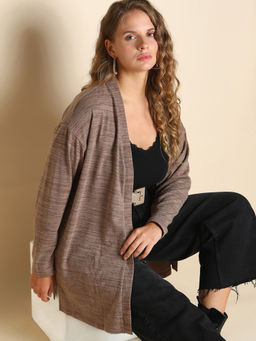 VERO MODA - Brown Front-Open Cardigan