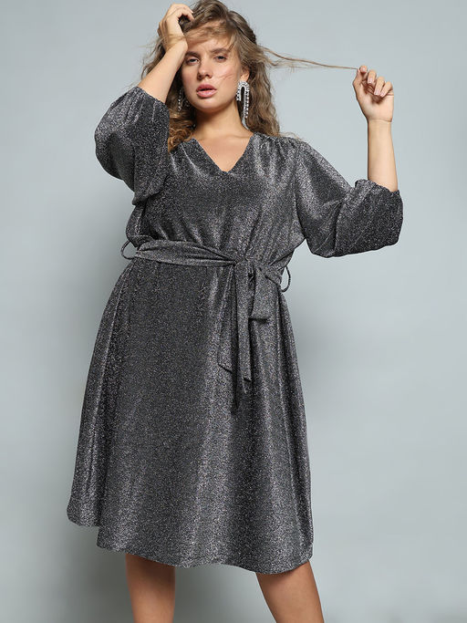 Buy VERO MODA Metallic Shimmer Fit & Flare Dress Online