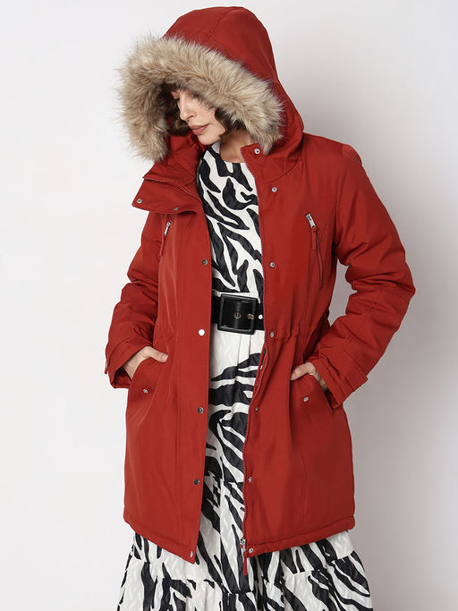 Outfit Vero Moda Roter Mantel Trenchcoat Mantel Damen Rot Kariert