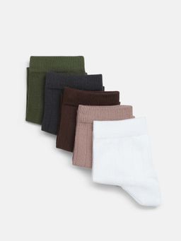 Jack & Jones - Men Solid Multi-Color Socks (Pack of 5)