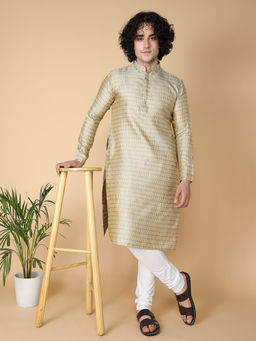 TABARD - Grey Jacquard Full Sleeve Regular Fit Jaquard Kurta for Men