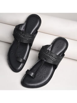 REGAL - Black Men Leather Casual Kolhapuris