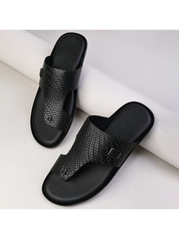 REGAL - Black Men Leather Woven Sandals