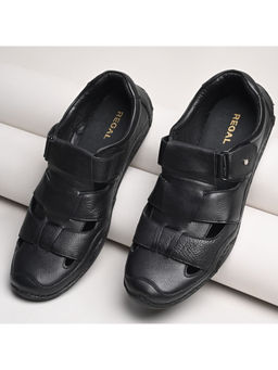 REGAL - Black Men Leather Casual Fisherman Sandals