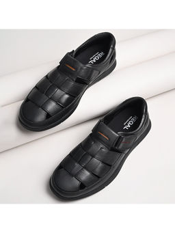 REGAL - Black Men Leather Casual Fisherman Sandals