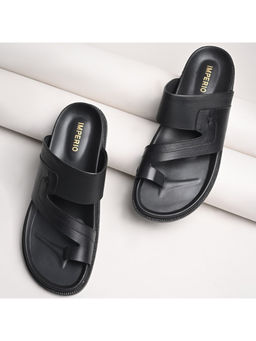 Imperio - Black Men Leather One Toe Sandals