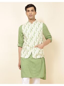 Fabindia - Natural Cotton Tribal Printed Slim Fit Nehru Jacket