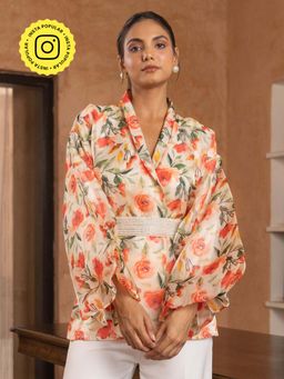 B'Infinite - Wallflower Organza Top With Belt (Set of 2)