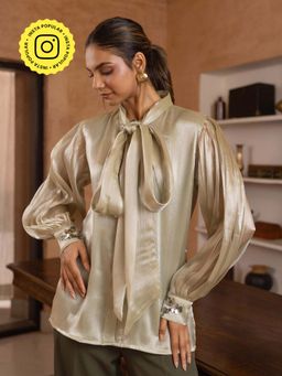 B'Infinite - Moss Organza Solid Shirt