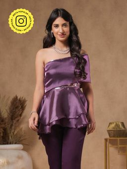 B'Infinite - Royal Amethyst Peplum Embellished Top
