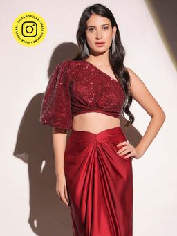 B'Infinite - Vermilion Veil Dazzling Red Crop Top