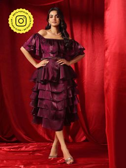 B'Infinite - Rasin Purple Cascade Elegance Dress