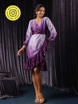 B'Infinite - Purple Twilight Ombre Wrap Dress