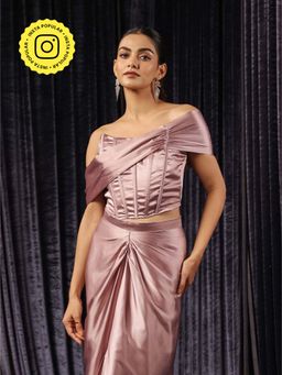B'Infinite - Rose Pink Corset Wrap Crop Top