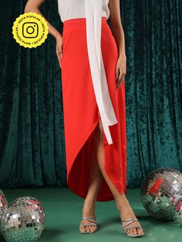 B'Infinite - Red Vermilion Solid Skirt