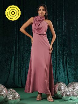 B'Infinite - Blush One Shoulder Halter Gown