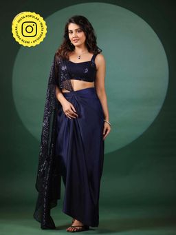 B'Infinite - Sapphire Dazzling Pre Draped Saree with Stitched Blouse