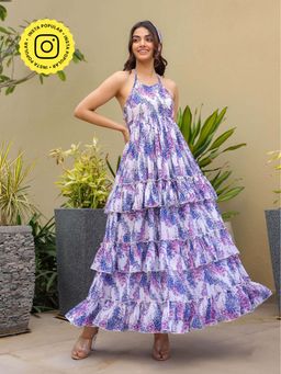 B'Infinite - Blue Bloom Tiered Dress