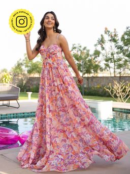 B'Infinite - Tropical Lily Corset Tiered Maxi Dress