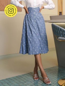 B'Infinite - Embroidered Denim Blue Skirt