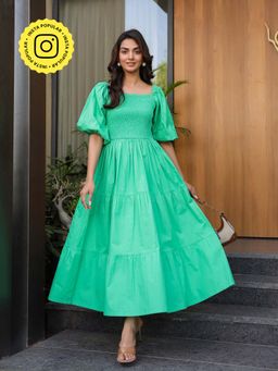 B'Infinite - Vibrant Green Smocked Maxi Dress