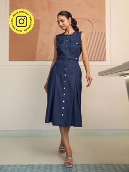 B'Infinite - Navy Blue Denim Dress