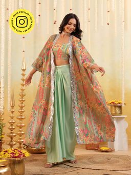 B'Infinite - Multi-Colour Pop Mirage Embellished Bralette with Skirt and Cape