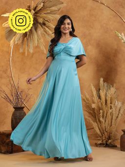 B'Infinite - Cyan Blue Twist Front Gown