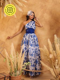 B'Infinite - Blue Rose One-Shoulder Dress
