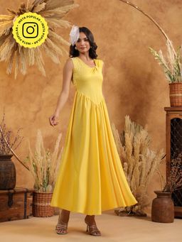 B'Infinite - Sunshine Yellow Pearl Maxi Dress