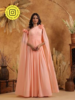 B'Infinite - Peach Blossom Cape Gown