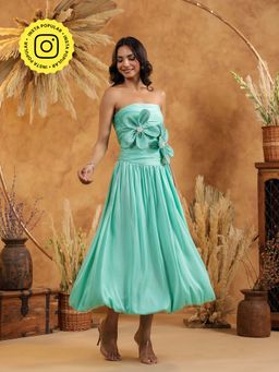 B'Infinite - Mint Floral Midi Dress - Green