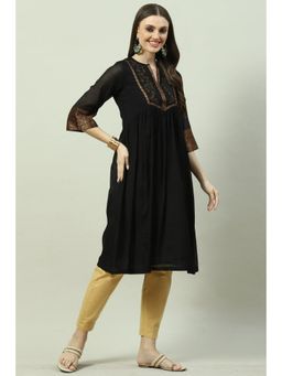 Biba - Women Black Embellished & Sequined Kurta