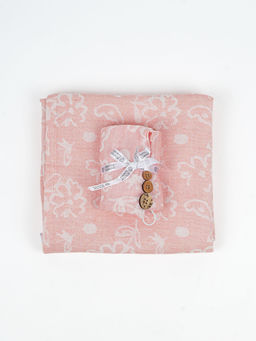 Doctor Towels - Pink Banana Jacquard Floral Medium Bath Towel And Hair Towel Pack of 2