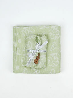 Doctor Towels - Green Banana Jacquard Floral Medium Bath Towel And Hair Towel Pack of 2