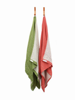 Doctor Towels - Multi-Color Aloe vera Double Cloth Medium Bath Towel Pack of 2