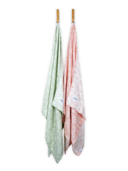 Doctor Towels - Multi-Color Banana Jacquard Floral Medium Bath Towel Pack of 2