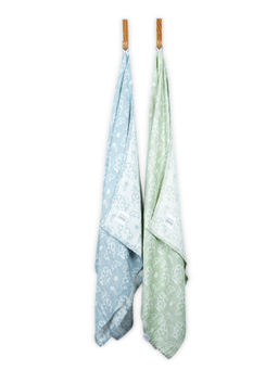 Doctor Towels - Multi-Color Banana Jacquard Floral Medium Bath Towel Pack of 2