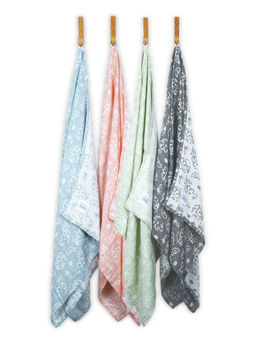 Doctor Towels - Multi-Color Banana Jacquard Floral Medium Bath Towel Pack of 4