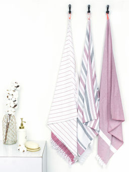 Doctor Towels - The Bath Community Lavender Cotton Cambric Medium Bath Towel (Pack of 3)