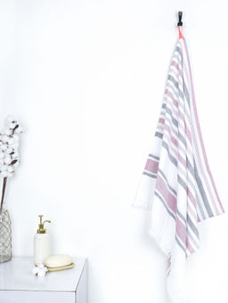 Doctor Towels - The Bath Community Lavender Cotton Cambric Multi-Stripe Medium Bath Towel (Pack of 1)