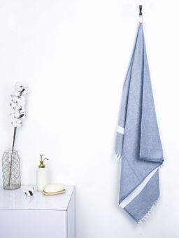 Doctor Towels - The Bath Community Blue Cotton Cambric Solid Medium Bath Towel (Pack of 1)