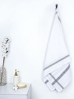 Doctor Towels - The Bath Community Grey Cotton Double Cloth Medium Bath Towel (Pack of 1)