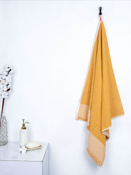 Doctor Towels - The Bath Community Yellow Cotton Honey Comb Medium Bath Towel (Pack of 1)