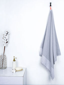 Doctor Towels - The Bath Community Grey Cotton Honey Comb Medium Bath Towel (Pack of 1)