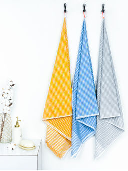 Doctor Towels - The Bath Community Multi-Color Cotton Honey Comb Medium Bath Towel (Pack of 3)