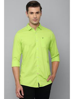 Allen Solly - Men Green Custom Fit Solid Full Sleeves Casual Shirt