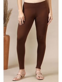 Elleven - Womens Brown Cotton Lycra Ankle Length Leggings