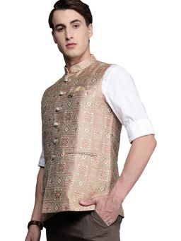Manyavar - Mens Multicolor Art Silk Festive Wear Nehru Jacket